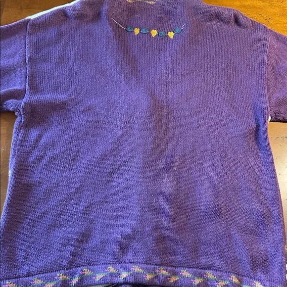 Vintage Quacker Factory Garden Angel Miracles Purple Cardigan Sweater - Picture 9 of 10